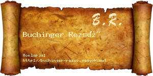 Buchinger Rezső névjegykártya